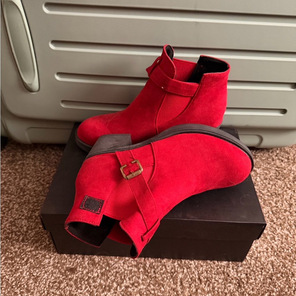Red Suede Ankle Boots